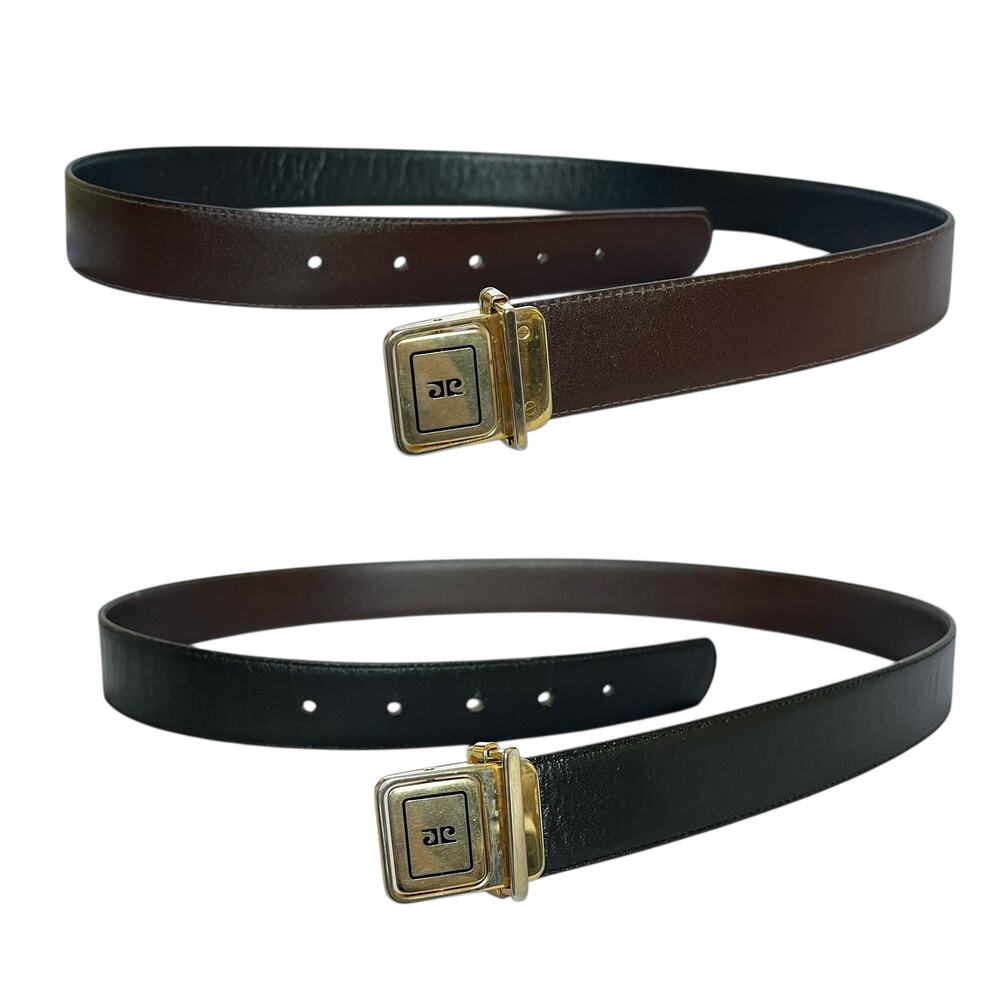 Pierre Cardin Vintage Swivel Buckle Reversible Leather Black Brown Belt Size 34
